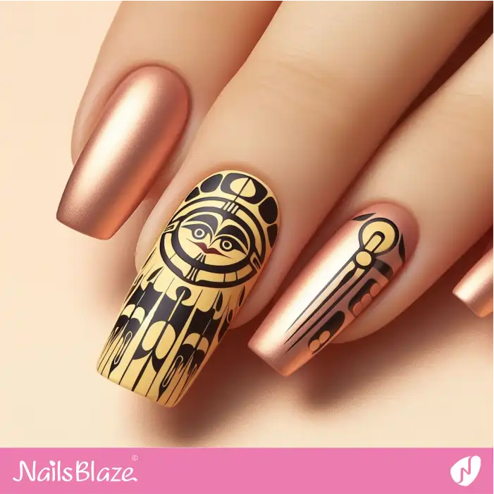 Abstract Sun Face Nail Design| Tribal - NB1836